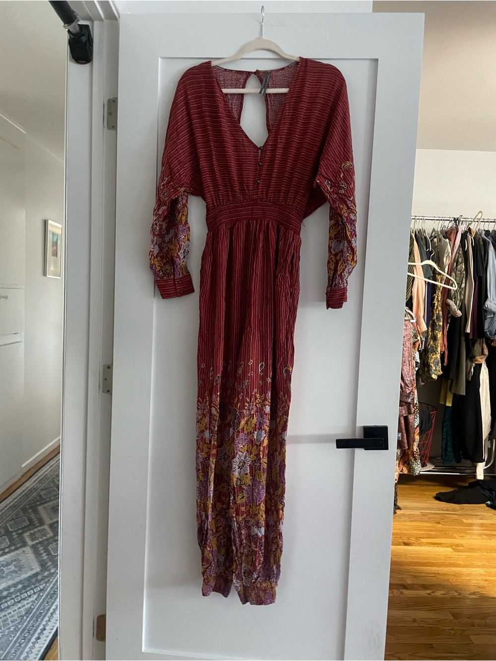 Anthropologie Gauzy Burgundy Floral Jumpsuit ❣️🤎🌺🤎❣️- Medium